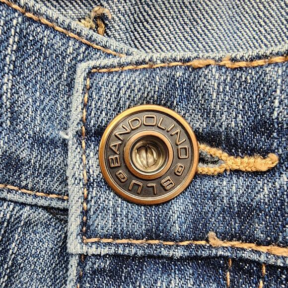 Bandolino Blu Jeans Womens 6 Blue Madie Mid Rise Crop Capri Cuffed Hem Stretch - Picture 2 of 15